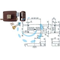 SERRATURA APPLICARE PORTE IN LEGNO POMOLO INTERNO CIL.STACCATO 401/402 - mm.40 DX 2 mandate (401402)