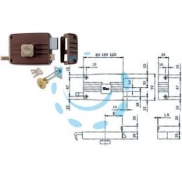 SERRATURA APPLICARE PORTE IN LEGNO POMOLO INTERNO CIL.STACCATO 401/402 - mm.60 SX 3 mandate (402603)
