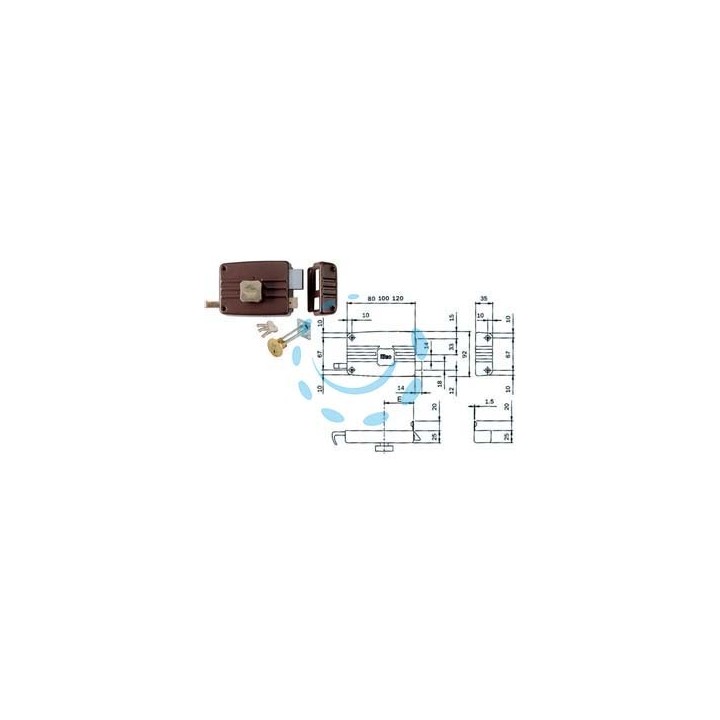 SERRATURA APPLICARE PORTE IN LEGNO POMOLO INTERNO CIL.STACCATO 401/402 - mm.60 SX 3 mandate (402603)