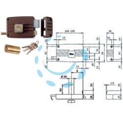 SERRATURA APPLICARE PORTE IN LEGNO POMOLO INTERNO CIL.FISSO 411/412 - mm.50 DX 2 mandate (411502)
