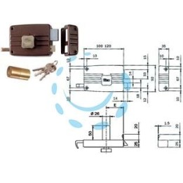 SERRATURA APPLICARE PORTE IN LEGNO POMOLO INTERNO CIL.FISSO 411/412 - mm.50 SX 2 mandate (412502)