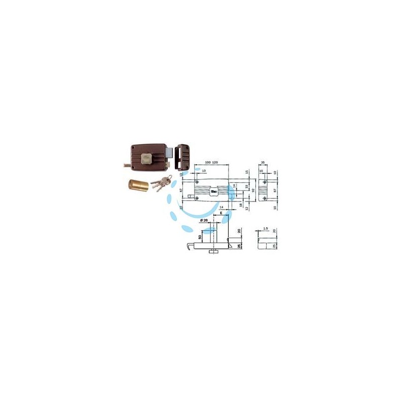 SERRATURA APPLICARE PORTE IN LEGNO POMOLO INTERNO CIL.FISSO 411/412 - mm.60 SX 3 mandate (412603)