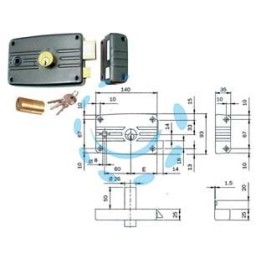 SERRATURA APPLICARE PORTE FERRO QUADRO CIL.FISSO S/ALETTA 485/486 - mm.60 DX (485603)