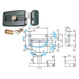 SERRATURA APPLICARE PORTE FERRO QUADRO CIL.FISSO C/ALETTA 481/482 - mm.60 SX (482603)