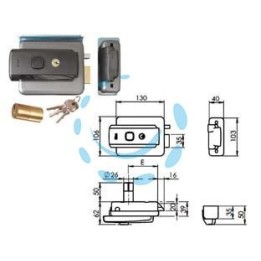 ELETTROSERRATURA APPLICARE CANCELLI C/TETTO FORO VARIABILE REV. 52N515 - mm.50-80 DX/SX (52N515)