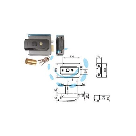 ELETTROSERRATURA APPLICARE CANCELLI C/TETTO FORO VARIABILE REV. 52N515 - mm.50-80 DX/SX (52N515)