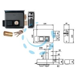 ELETTROSERRATURA APPLICARE CANCELLI C/TETTO FORO VARIABILE REV. 53N515 - mm.50-80 SX (53N5152)
