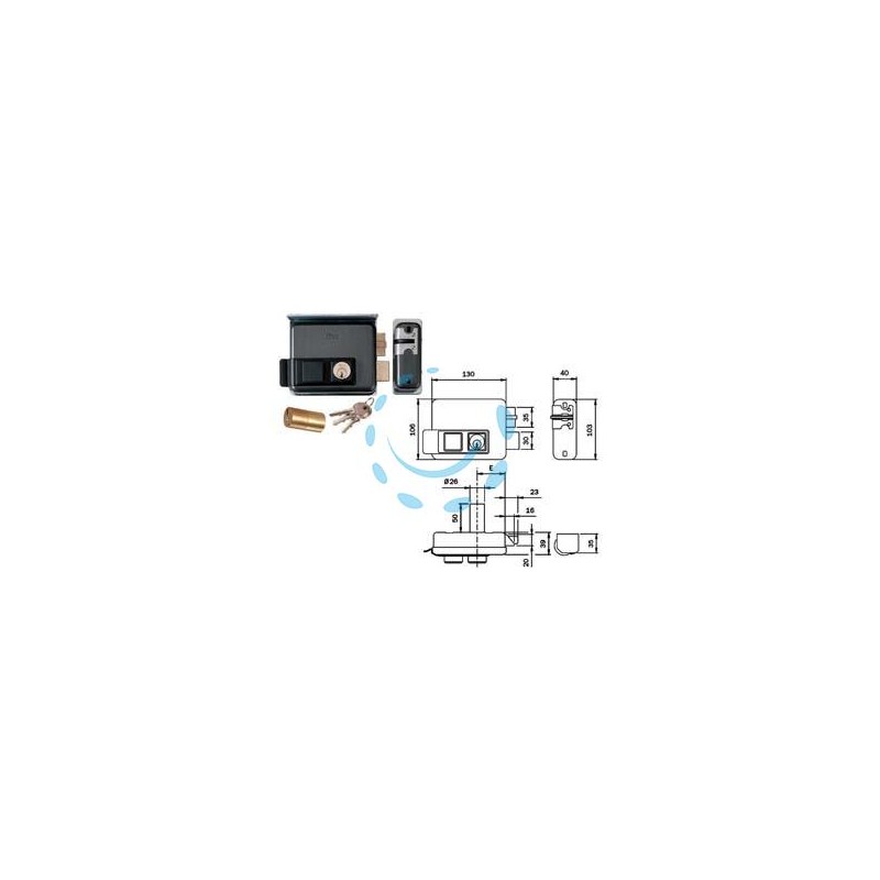 ELETTROSERRATURA APPLICARE CANCELLI C/TETTO FORO VARIABILE REV. 53N515 - mm.50-80 SX (53N5152)