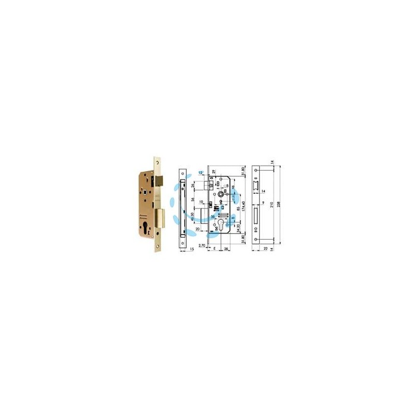 SERRATURA DA INFILARE PER PORTE IN LEGNO A CILINDRO 200N - mm.25 (200N251)