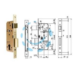 SERRATURA DA INFILARE PER PORTE IN LEGNO A CILINDRO 200N - mm.35 (200N351)