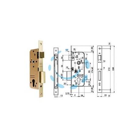 SERRATURA DA INFILARE PER PORTE IN LEGNO A CILINDRO 200N - mm.35 (200N351)