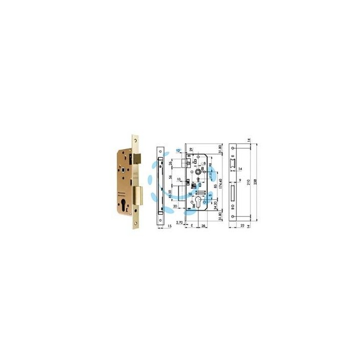 SERRATURA DA INFILARE PER PORTE IN LEGNO A CILINDRO 200N - mm.35 (200N351)