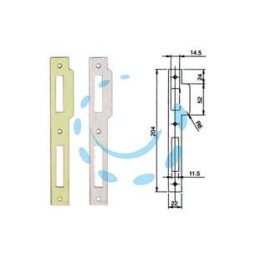 CONTROPIASTRA PIANA PER SERRATURE SERIE 200N-221N - in acciaio verniciato oro (032016)