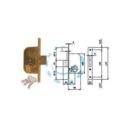 SERRATURA DA INFILARE PER CANCELLI SOLO CATENACCIO 605 - mm.35 (605350)