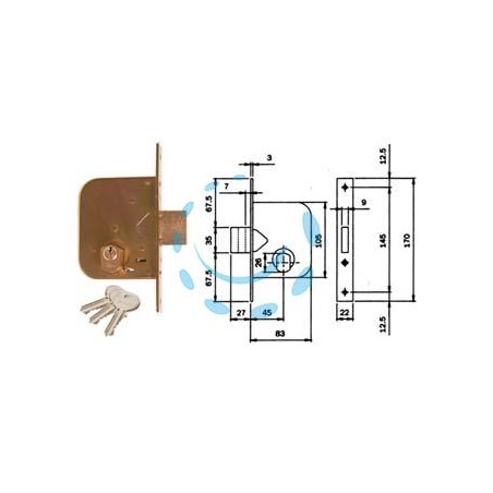 SERRATURA DA INFILARE PER CANCELLI SOLO CATENACCIO 601 - mm.45 (601450)