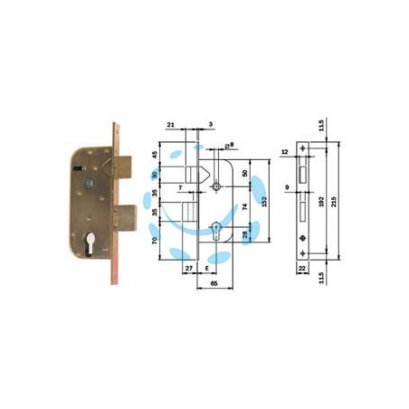 SERRATURE INFILARE PER CANCELLI CAT.+SCR. SEP. PROFILO EUROP. 630 - mm.35 (630350)