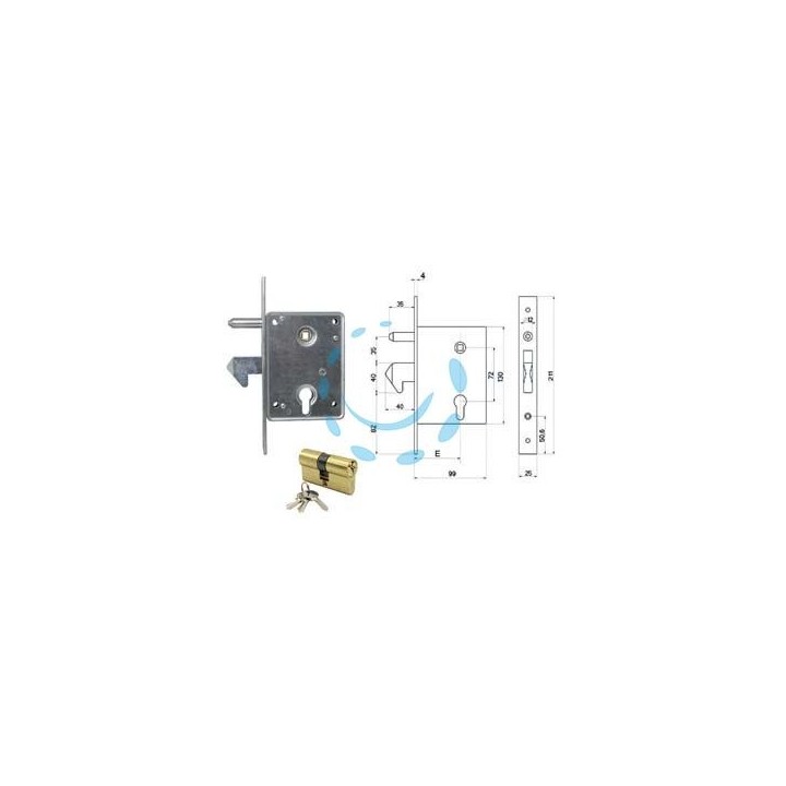SERRATURA INFILARE CANCELLI SCORREVOLI A GANCIO SPORGENTE E PERNO 770 - mm.50 (7700400)