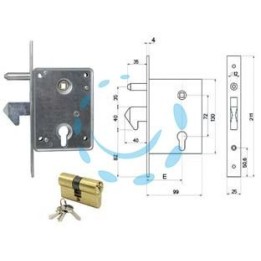 SERRATURA INFILARE CANCELLI SCORREVOLI A GANCIO SPORGENTE E PERNO 770 - mm.60 (7700460)