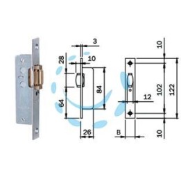 SERRATURA INFILARE MONTANTI SOLO RULLO 764 - frontale mm.16 (764001)
