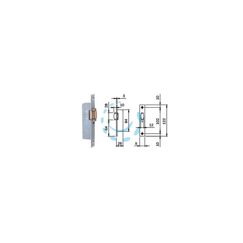 SERRATURA INFILARE MONTANTI SOLO RULLO 764 - frontale mm.16 (764001)