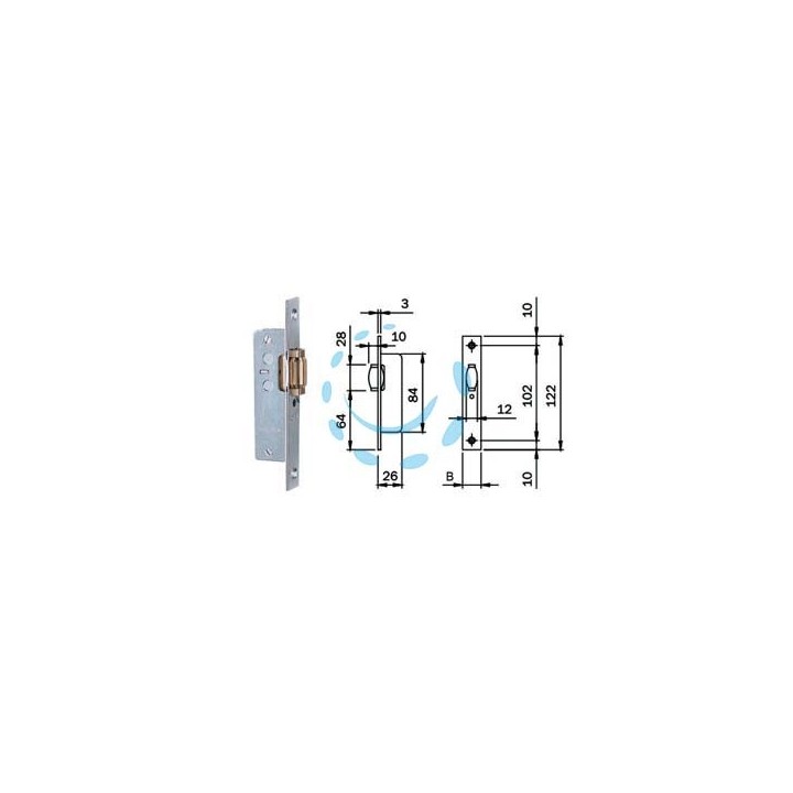SERRATURA INFILARE MONTANTI SOLO RULLO 764 - frontale mm.16 (764001)