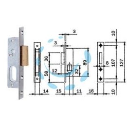 SERRATURA DA INFILARE PER MONTANTI SOLO CATENACCIO 760 - mm.15 (7601510)