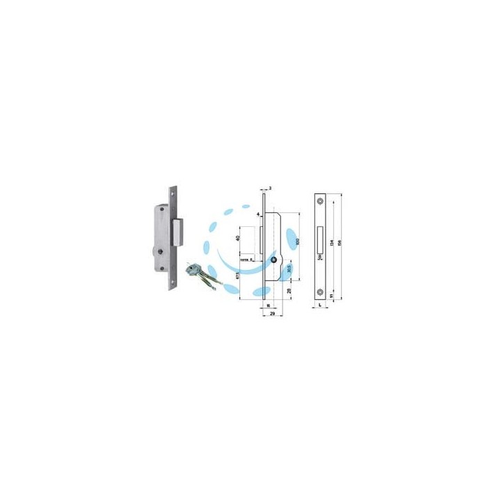 SERRATURA DA INFILARE PER MONTANTI SOLO CATENACCIO 9031416 - mm.16 (9031416)
