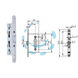 SERRATURA DA INFILARE PER PORTE IN METALLO CATENACCIO E SCROCCO 651 - mm.65 (651202654I)