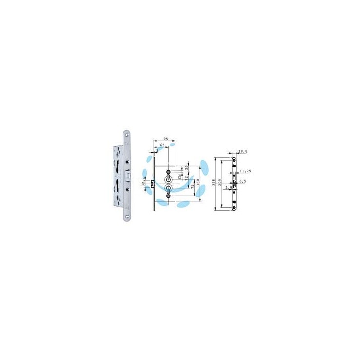 SERRATURA DA INFILARE PER PORTE IN METALLO CATENACCIO E SCROCCO 651 - mm.65 (651202654I)