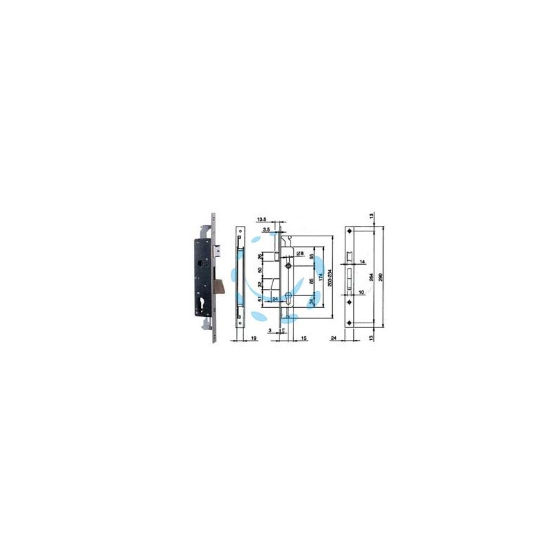 SERRATURA TRIPLICE INFILARE PER MONTANTI E PERS. C/QUADRO E SCR. 783 - mm.30 (783301IFZ)