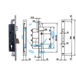 SERRATURA TRIPLICE INFILARE PER MONTANTI E PERS. C/QUADRO E SCR. 783 - mm.35 (783351IFZ)