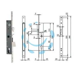 ELETTROSERRATURA INFILARE MONTANTI CON CATEN. QUADRO E SCROCCO 78180 - mm.30 (781802302)