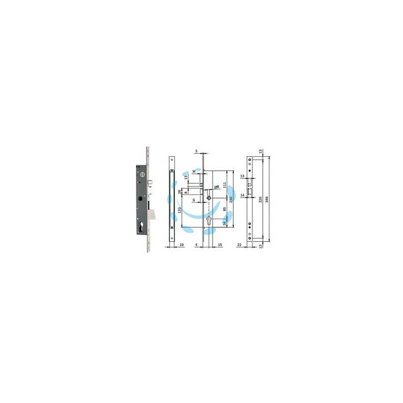 ELETTROSERRATURA INFILARE MONTANTI CON CATEN. QUADRO E SCROCCO 78180 - mm.30 (781802302)