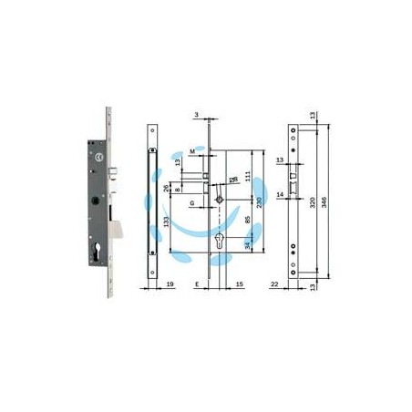 ELETTROSERRATURA INFILARE MONTANTI CON CATEN. QUADRO E SCROCCO 78180 - mm.35 (781802352)
