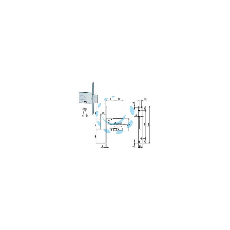 SERRATURA DA INFILARE DOPPIA MAPPA 661 - mm.60 (661604N)