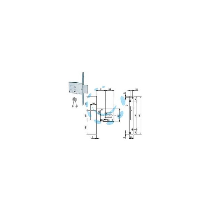 SERRATURA DA INFILARE DOPPIA MAPPA 661 - mm.70 (661704N)