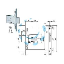 SERRATURE TRIPLICE DA INFILARE DOPPIA MAPPA 663301 - mm.60 (663301604)