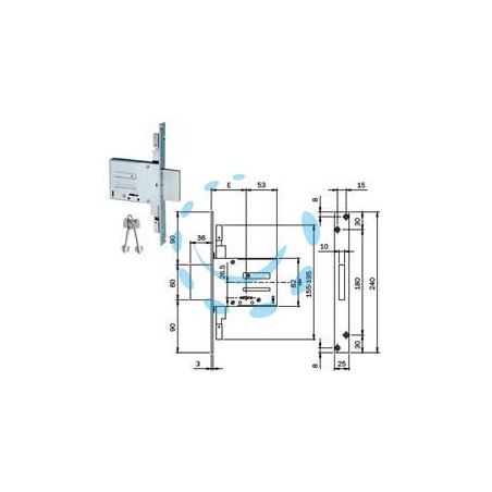 SERRATURE TRIPLICE DA INFILARE DOPPIA MAPPA 663301 - mm.60 (663301604)