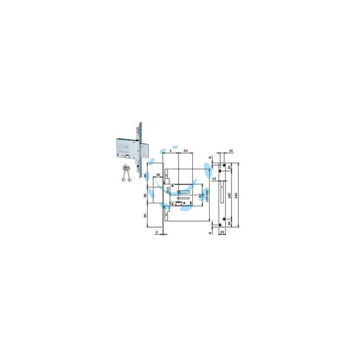 SERRATURE TRIPLICE DA INFILARE DOPPIA MAPPA 663301 - mm.70 (663301704)