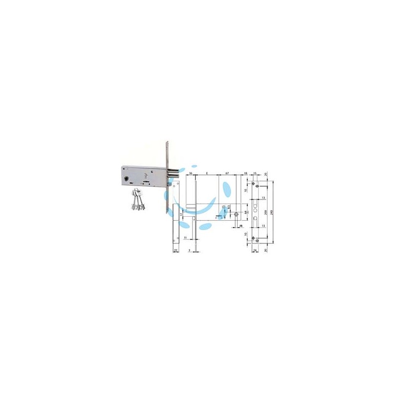 SERRATURA DA INFILARE DOPPIA MAPPA PER FASCE MM.64 H 961 - mm.90 (961901B4) confezione industriale