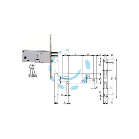 SERRATURA DA INFILARE DOPPIA MAPPA PER FASCE MM.64 H 961 - mm.90 (961901B4) confezione industriale