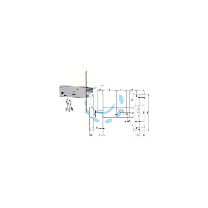 SERRATURA DA INFILARE DOPPIA MAPPA PER FASCE MM.64 H 961 - mm.90 (961901B4) confezione industriale