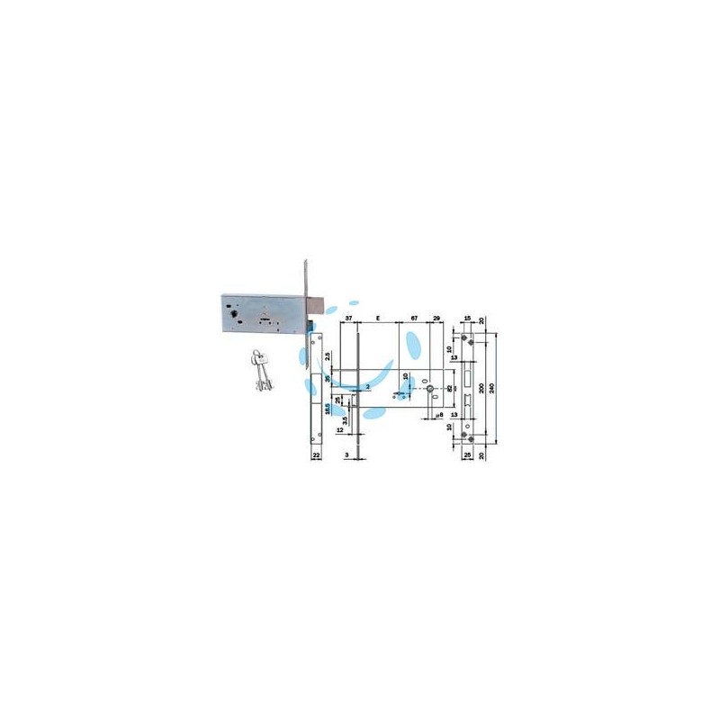 SERRATURA DA INFILARE DOPPIA MAPPA PER FASCE MM.82 H 981 - mm.90 (981901BFZ)