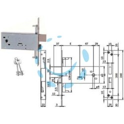 SERRATURA TRIPLICE DA INFILARE DOPPIA MAPPA PER FASCE MM.82 H 983 - mm.90 (983901BFZ)