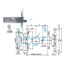 ELETTROSERRATURA TRIPLICE DA INFILARE PER FASCIA D/MAPPA MM.64 H 96391 - mm.90 (963910902)
