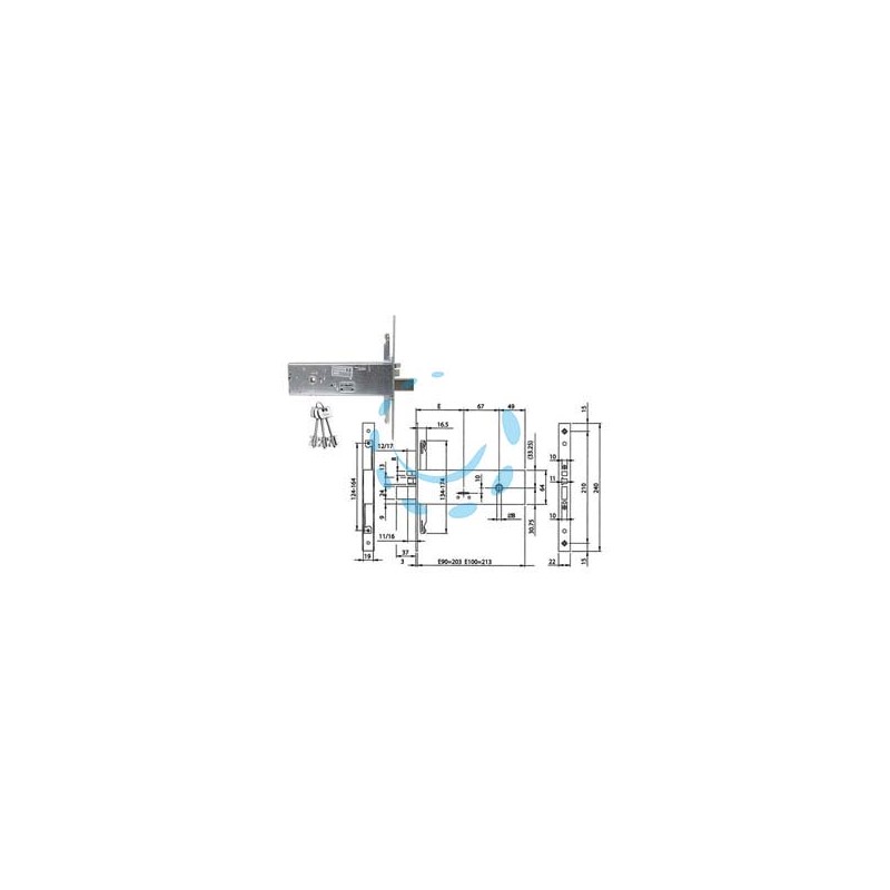 ELETTROSERRATURA TRIPLICE DA INFILARE PER FASCIA D/MAPPA MM.64 H 96391 - mm.90 (963910902)