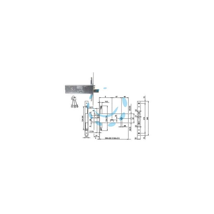 ELETTROSERRATURA TRIPLICE DA INFILARE PER FASCIA D/MAPPA MM.64 H 96391 - mm.100 (963910102)