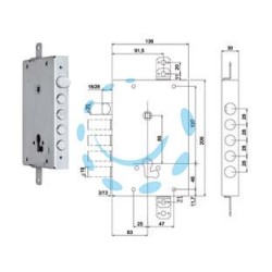 SERRATURA TRIPL.APPLICARE CATENACCIO+SCR.CILINDRO EU BLINDATE 668GF - mm.63 (0066803280GF4)