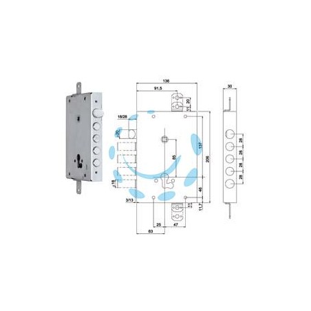SERRATURA TRIPL.APPLICARE CATENACCIO+SCR.CILINDRO EU BLINDATE 668GF - mm.63 (0066803280GF4)