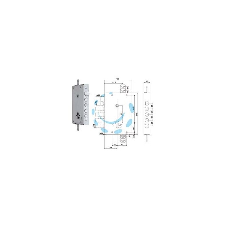 SERRATURA TRIPL.APPLICARE CATENACCIO+SCR.CILINDRO EU BLINDATE 668GF - mm.63 (0066803280GF4)